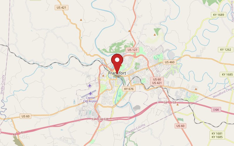 Map of Frankfort, KY service area